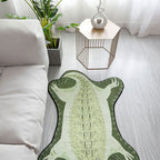 Green Irregular Carpet Nursery Kids Animal Crocodile Pattern Area Rug Polyester Stain Resistant Carpet