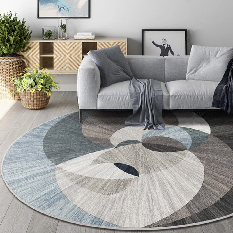 Multicolor Bedroom Carpet Contemporary Color Block Rug Washable Pet Friendly Non-Slip Mat Rug