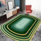 Novelty Living Room Irregular Carpet in Green Color Block Print Carpet Polyester Stain Resistant Area Rug