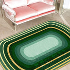 Novelty Living Room Irregular Carpet in Green Color Block Print Carpet Polyester Stain Resistant Area Rug