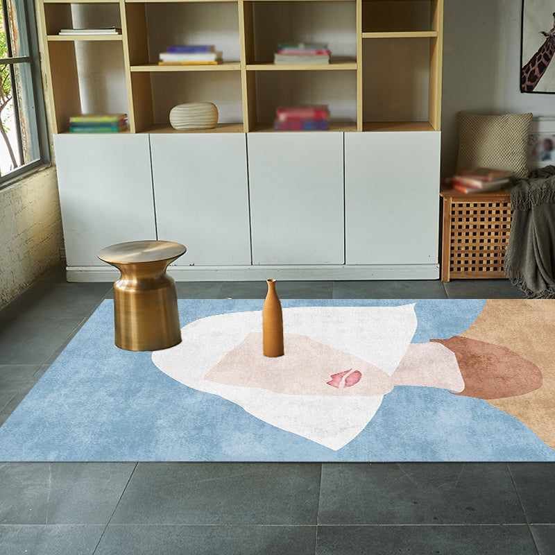 Novelty Character Pattern Rug Multicolored Polyester Rug Non-Slip Backing Pet-Friendly Rug for Living Room