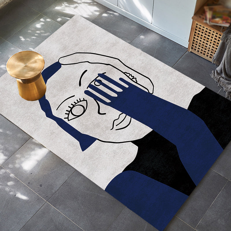 Novelty Character Pattern Rug Multicolored Polyester Rug Non-Slip Backing Pet-Friendly Rug for Living Room