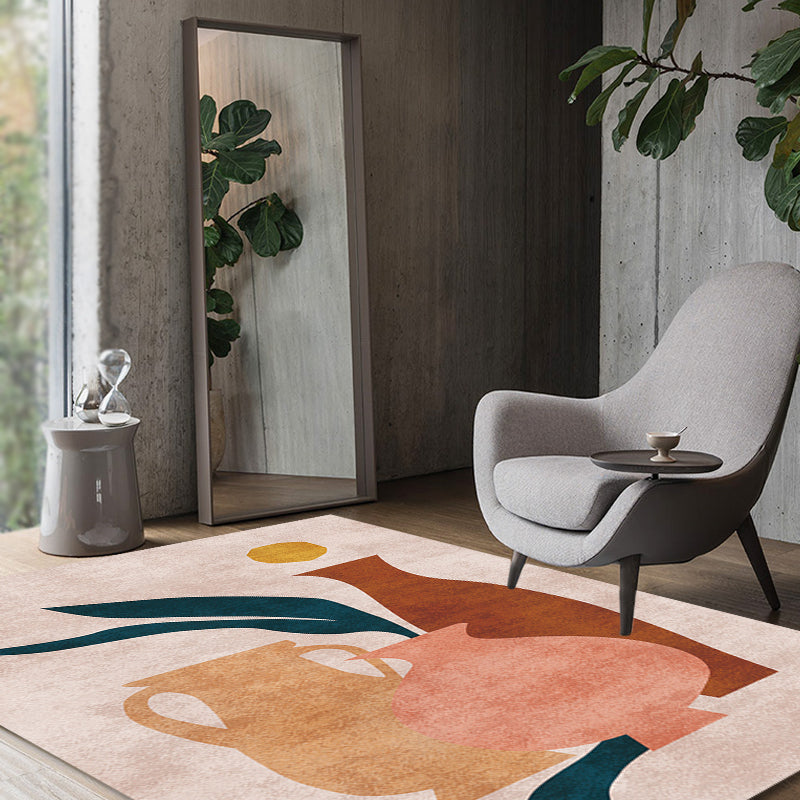 Novelty Character Pattern Rug Multicolored Polyester Rug Non-Slip Backing Pet-Friendly Rug for Living Room