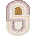 Pink Bedroom Carpet Novelty Color Block Pattern Area Rug Polyester Machine Washable Carpet