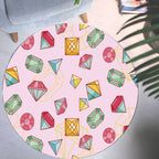 Pink and Purple Children's Carpet Polyester Diamond and Sock Pattern Carpet Pet Friendly Washable Non-Slip Back Rug for Decoration