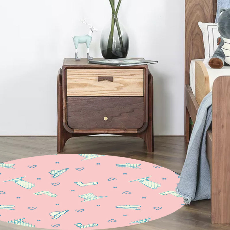 Pink and Purple Children's Carpet Polyester Diamond and Sock Pattern Carpet Pet Friendly Washable Non-Slip Back Rug for Decoration