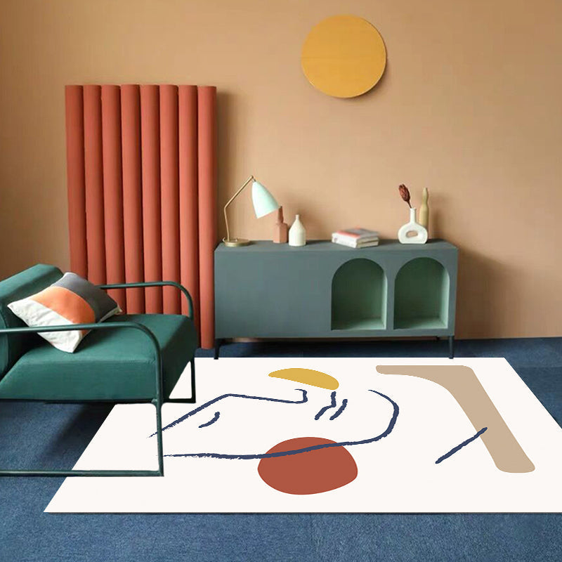 Multicolored character pattern rug polyester casual rug pet-friendly washable rug for the bedroom