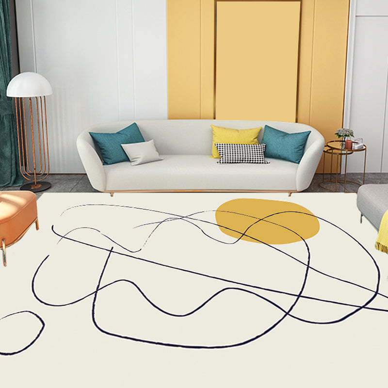 Multicolored character pattern rug polyester casual rug pet-friendly washable rug for the bedroom