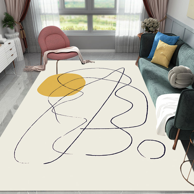 Multicolored character pattern rug polyester casual rug pet-friendly washable rug for the bedroom