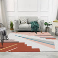 Unique Colorblock Geometric Pattern Rug Polyester Modernist Rug Pet-Friendly Non-Slip Back Rug for the Living Room
