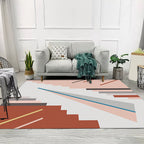 Unique Colorblock Geometric Pattern Rug Polyester Modernist Rug Pet-Friendly Non-Slip Back Rug for the Living Room