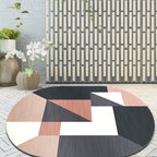 Novelty Living Room Rug in Gray and Pink Color Block Irregular Shape Printed Rug Polyester Non-Slip Back Rug