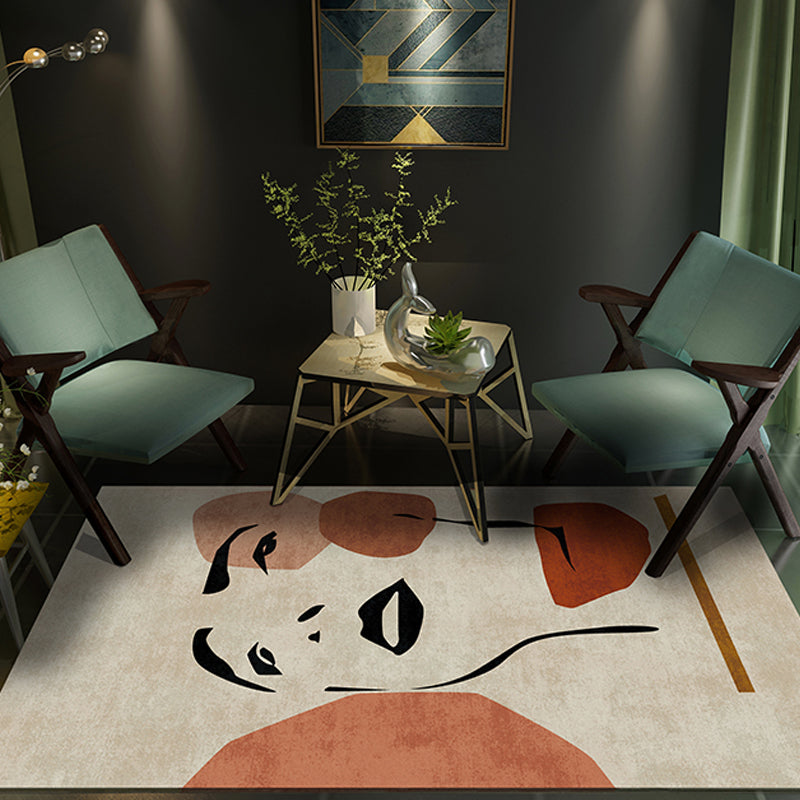 Contemporary Figure Pattern Carpet Multicolor Polyester Carpet Washable Pet Friendly Area Rug for Bedroom