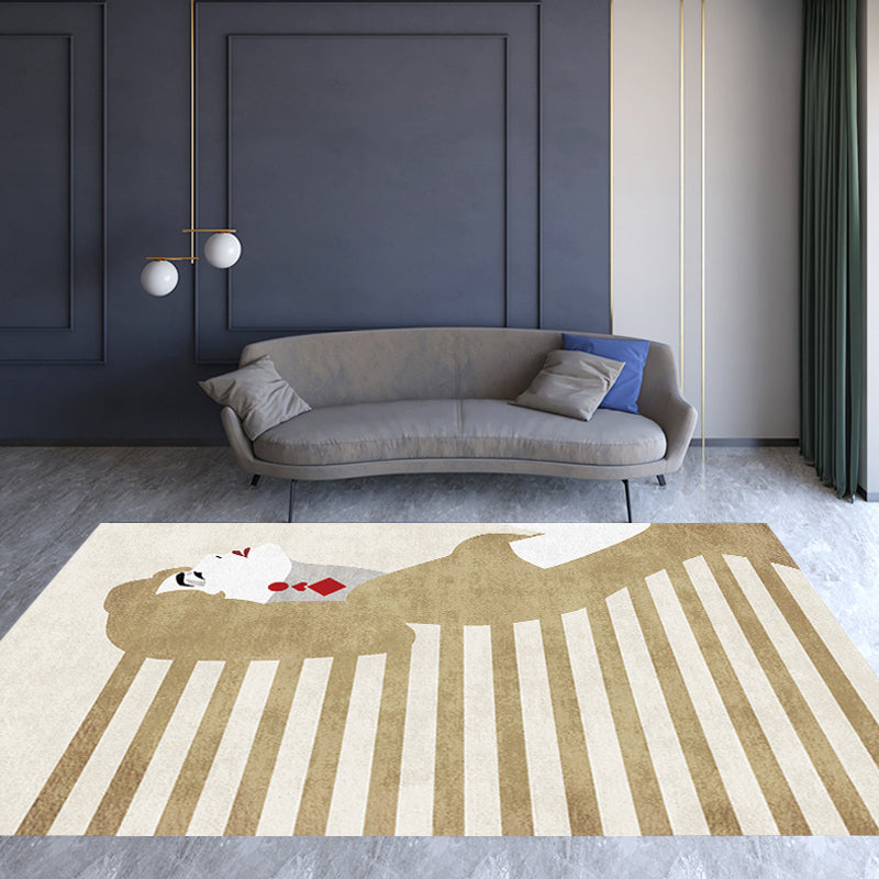 Contemporary Figure Pattern Carpet Multicolor Polyester Carpet Washable Pet Friendly Area Rug for Bedroom