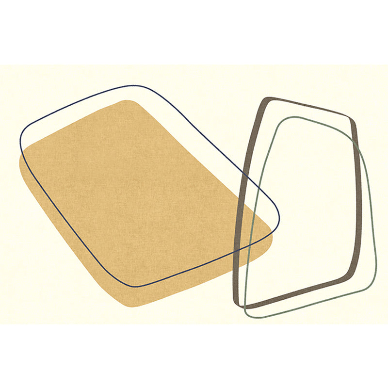 Unique Casual Carpet Beige Color Block Carpet Washable Pet-Friendly Non-Slip Rug for the Living Room