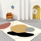 Unique Casual Carpet Beige Color Block Carpet Washable Pet-Friendly Non-Slip Rug for the Living Room