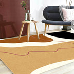 Unique Casual Carpet Beige Color Block Carpet Washable Pet-Friendly Non-Slip Rug for the Living Room