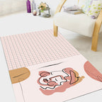 Pink Houndstooth Pattern Carpet Polyester Modernist Carpet Pet-Friendly Non-Slip Back Carpet for Living Room
