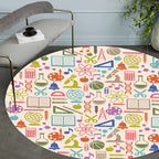 Apricot Kids Carpet Polyester Stationary Pattern Carpet Pet Friendly Washable Non-slip Rug For Decoration