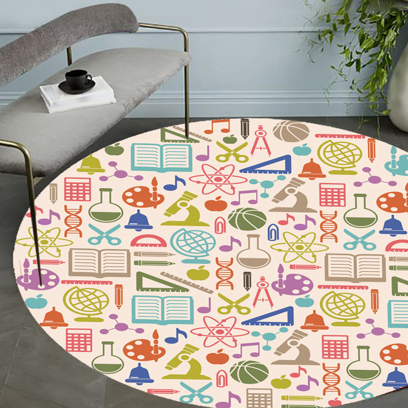 Apricot Kids Carpet Polyester Stationary Pattern Carpet Pet Friendly Washable Non-slip Rug For Decoration