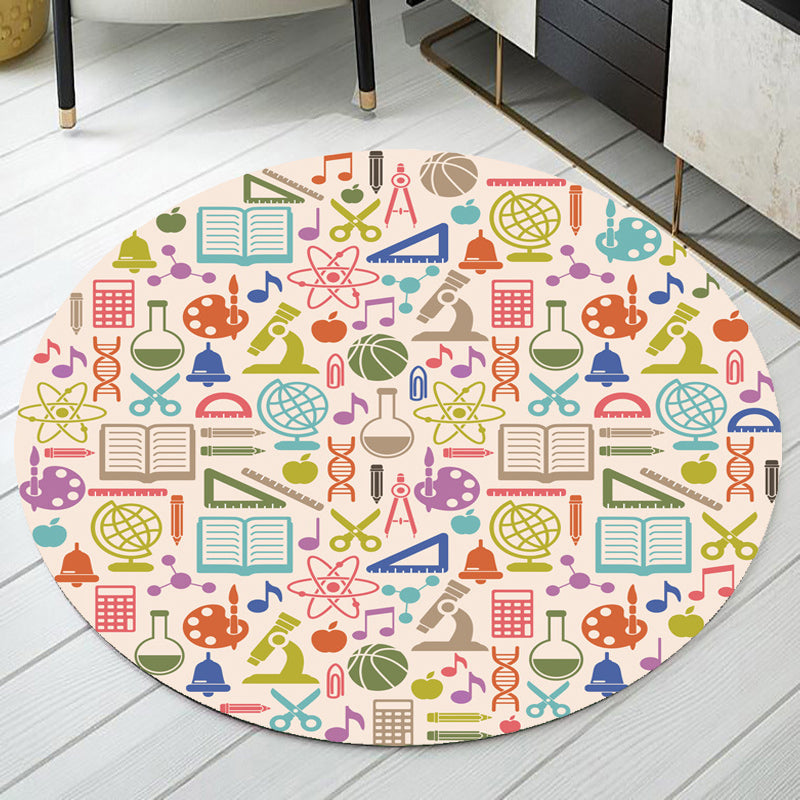Apricot Kids Carpet Polyester Stationary Pattern Carpet Pet Friendly Washable Non-slip Rug For Decoration