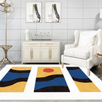 Stylish Minimalist Carpet Black and White Abstract Rug Pet-friendly Non-slip Backing Carpet for Living Room