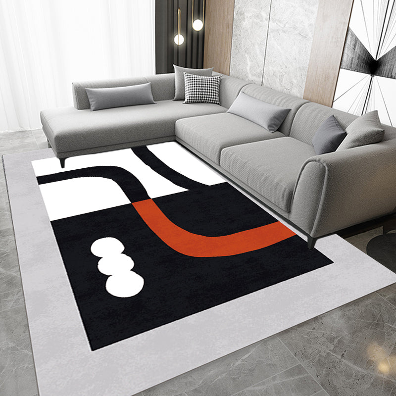 Stylish Minimalist Carpet Black and White Abstract Rug Pet-friendly Non-slip Backing Carpet for Living Room