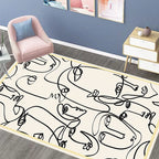 Stylish Multicolor Contemporary Area Rug Polyester Figurative Pattern Rug Non-Slip Back Animal-Friendly Area Rug for Living Room