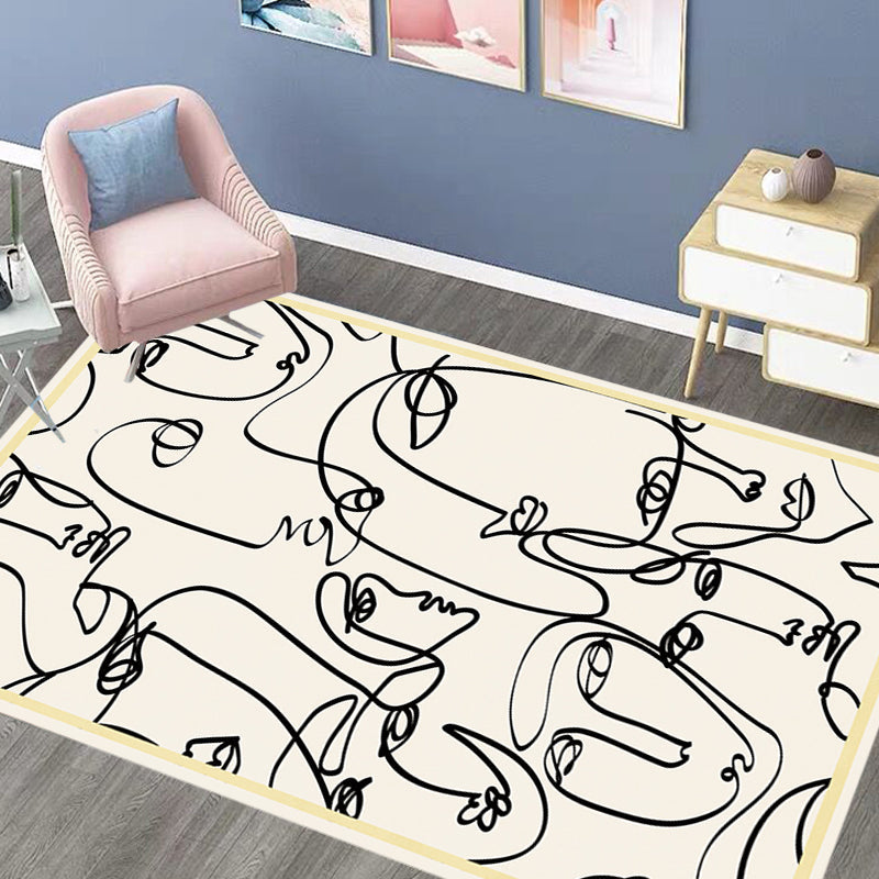 Stylish Multicolor Contemporary Area Rug Polyester Figurative Pattern Rug Non-Slip Back Animal-Friendly Area Rug for Living Room