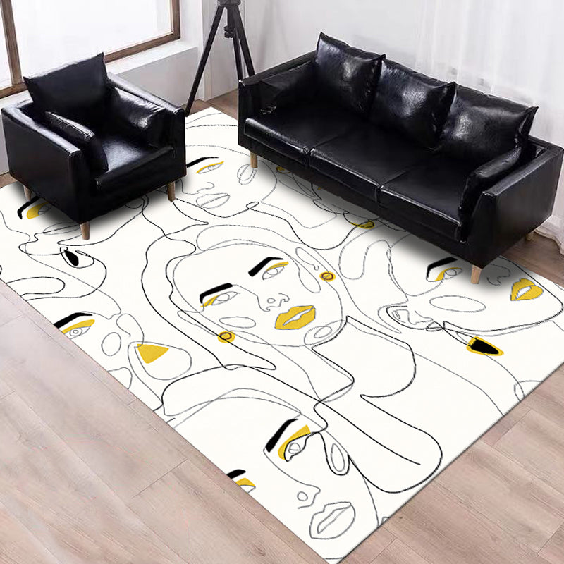 Stylish Multicolor Contemporary Area Rug Polyester Figurative Pattern Rug Non-Slip Back Animal-Friendly Area Rug for Living Room