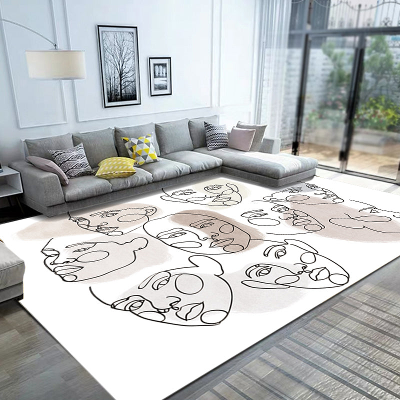 Stylish Multicolor Contemporary Area Rug Polyester Figurative Pattern Rug Non-Slip Back Animal-Friendly Area Rug for Living Room