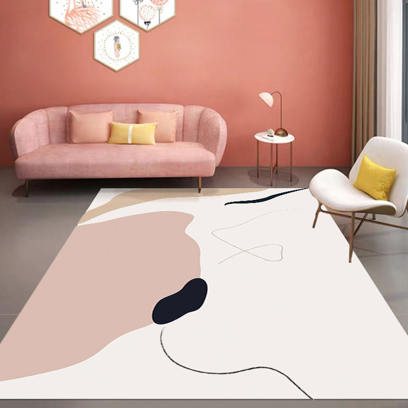 Stylish Multicolor Contemporary Area Rug Polyester Figurative Pattern Rug Non-Slip Back Animal-Friendly Area Rug for Living Room