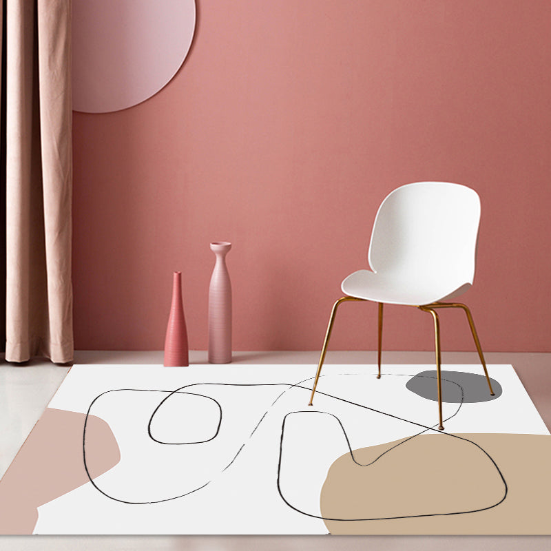 Stylish Multicolor Contemporary Area Rug Polyester Figurative Pattern Rug Non-Slip Back Animal-Friendly Area Rug for Living Room