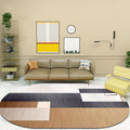 Novelty living room rug in brown and ivory color box print rug polyester stain-resistant rug