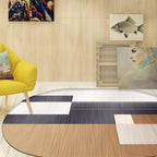 Novelty living room rug in brown and ivory color box print rug polyester stain-resistant rug