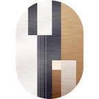 Novelty living room rug in brown and ivory color box print rug polyester stain-resistant rug