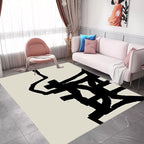 Black and White Abstract Carpet Polyester Scandinavian Rug Pet Friendly Washable Area Rug for Living Room