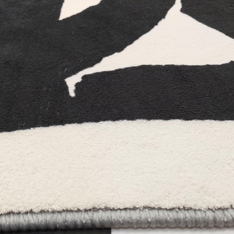Black and White Abstract Carpet Polyester Scandinavian Rug Pet Friendly Washable Area Rug for Living Room