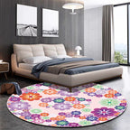 Unique Flower Pattern Carpet Pink and Orange Child's Carpet Polyester Pet Friendly Washable Non-Slip Back Carpet for the Children's Room