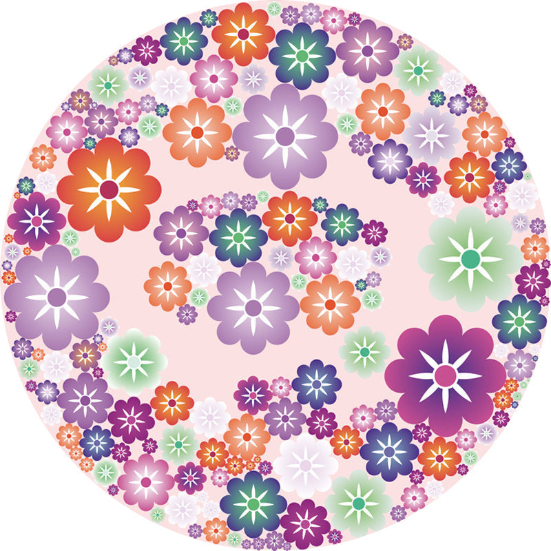Unique Flower Pattern Carpet Pink and Orange Child's Carpet Polyester Pet Friendly Washable Non-Slip Back Carpet for the Children's Room