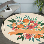 Unique Flower Pattern Carpet Pink and Orange Child's Carpet Polyester Pet Friendly Washable Non-Slip Back Carpet for the Children's Room