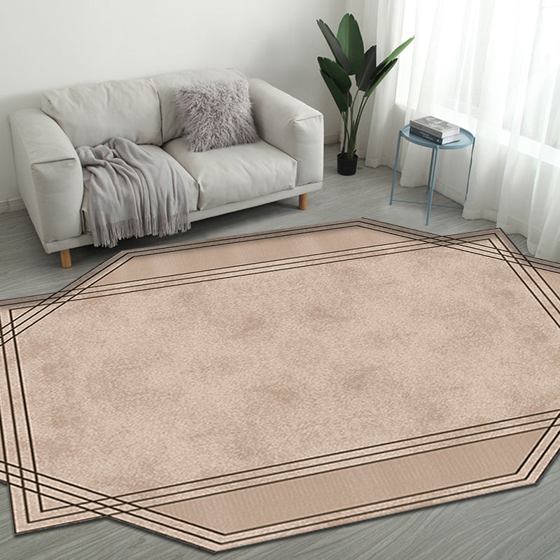 Brown Bedroom Carpet New Single-Colored Area Rug Polyester Pet-Friendly Non-Slip Rug