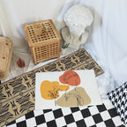 Modern character pattern carpet with leaf brown and yellow polyester carpet washable pet-friendly carpet for the bedroom