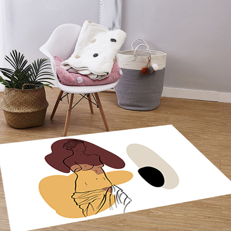 Modern character pattern carpet with leaf brown and yellow polyester carpet washable pet-friendly carpet for the bedroom