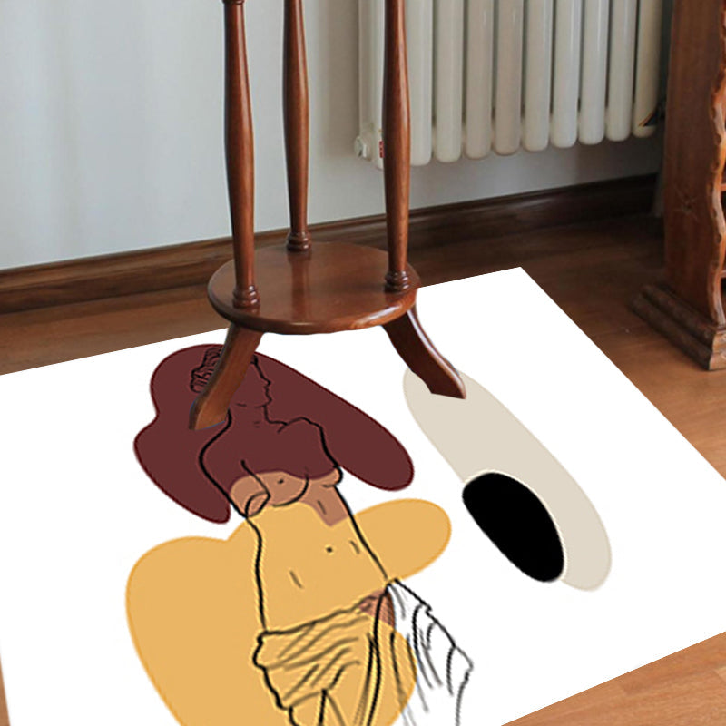 Modern character pattern carpet with leaf brown and yellow polyester carpet washable pet-friendly carpet for the bedroom