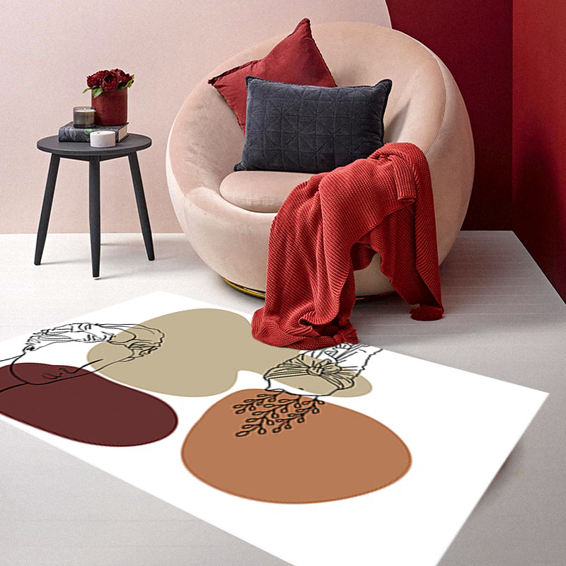 Modern character pattern carpet with leaf brown and yellow polyester carpet washable pet-friendly carpet for the bedroom
