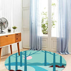 Kids Road Pattern Rug Yellow and Blue Polyester Carpet Washable Pet Friendly Non-Slip Rug for Children's Room