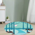 Kids Road Pattern Rug Yellow and Blue Polyester Carpet Washable Pet Friendly Non-Slip Rug for Children's Room