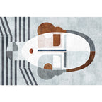 Multicolor Living Room Carpet Nordic Character Pattern Carpet Polyester Washable Pet Friendly Area Rug
