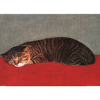Novelty Cat Pattern Carpet Red and Black Polyester Washable Pet-Friendly Area Rug for Decoration